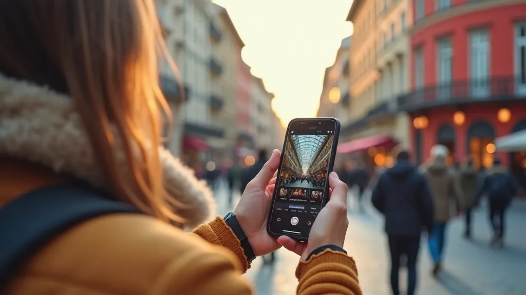 Traveler booking a tour with smartphone