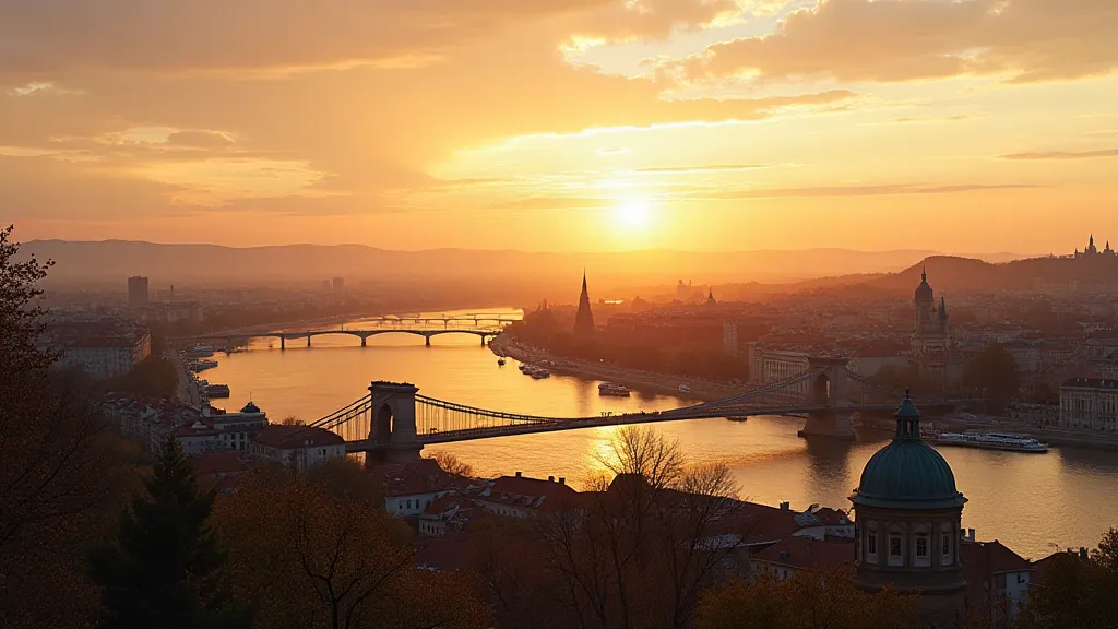 Panoramic view of Budapest at sunset
