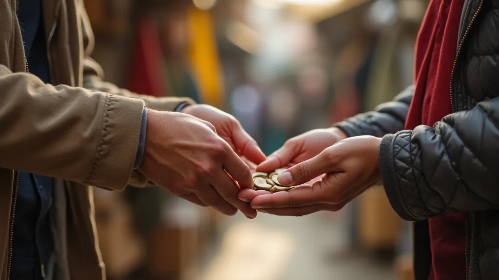 Coins being exchanged