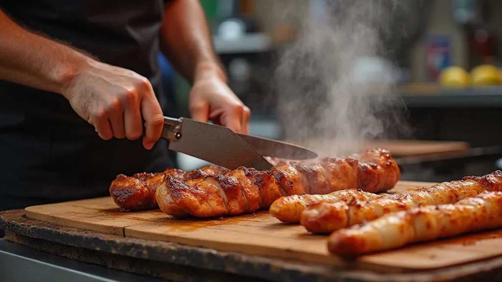 Istanbul street vendor making Döner Kebab